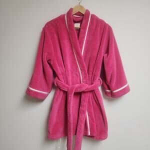 Kate Spade Size S/XS Plush Robe Short Wrap Pink Pockets Fleece Super Soft